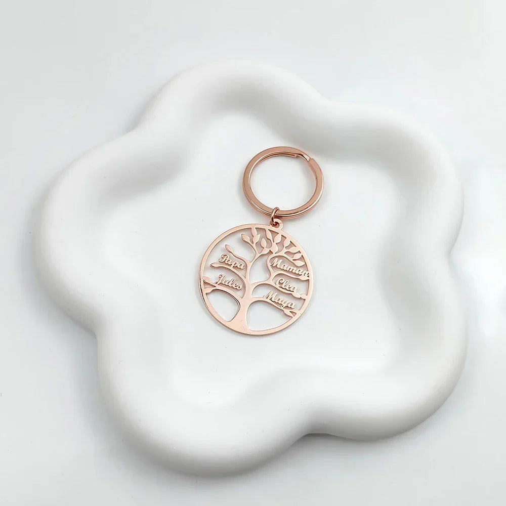 PORTE-CLÉS ARBRE DE VIE JUSQU'À 9 PRÉNOMS