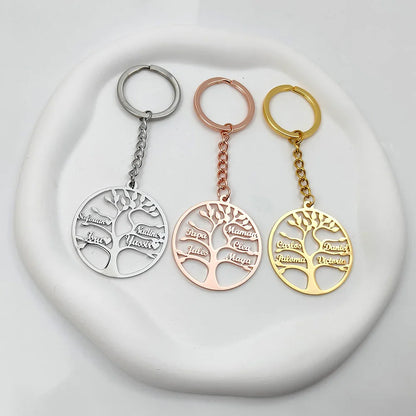 PORTE-CLÉS ARBRE DE VIE JUSQU'À 9 PRÉNOMS