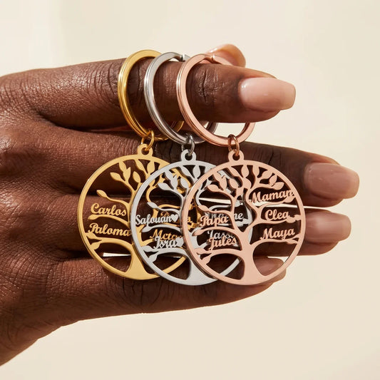 PORTE-CLÉS ARBRE DE VIE JUSQU'À 9 PRÉNOMS